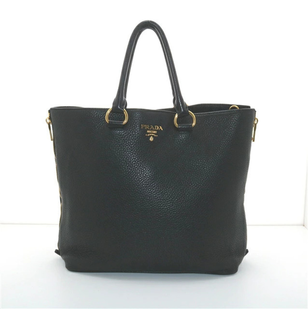 Prada handbag tote bag shoulder black leather
